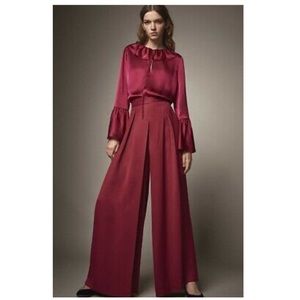 Massimo Dutti Palazzo pleated wide leg pink pants (size 10) new with tags
